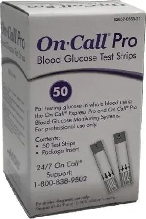 On Call Pro – Blood Glucose Test Strips 50 Strips per Box No Coding Required For Blood Glucose Monitoring System – 755821