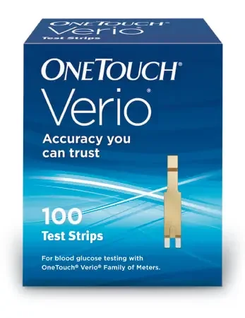 OneTouch Verio – Blood Glucose Test Strips 100 Strips per Box Our smallest sample size ever at 0.4 Microliter and fast results in just 5 seconds For Meter – 53885027210