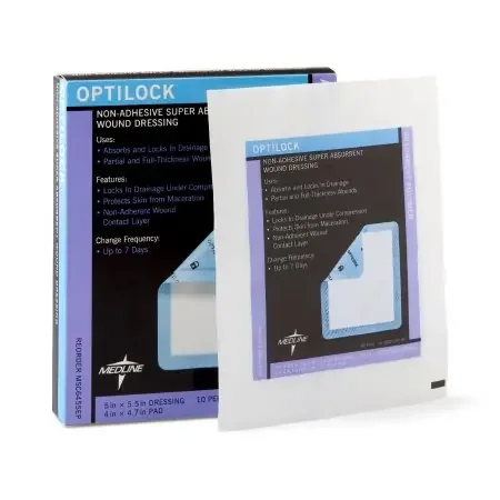 OptiLock – Super Absorbent Dressing 5 X 5-1/2 Inch Polymer Rectangle Sterile – MSC6455EP