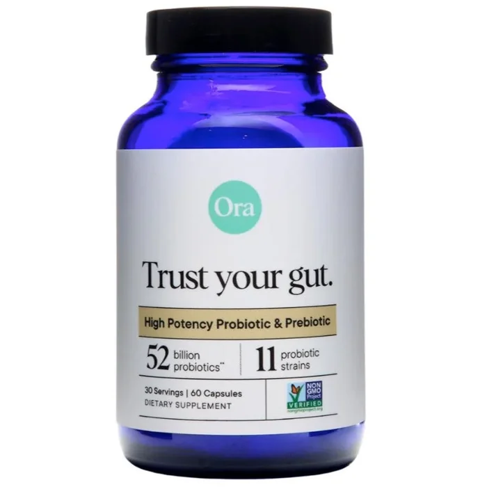 Ora Organic, Trust Your Gut, High Potency Probiotic & Prebiotic 52 Billion CFU, 60 Capsules