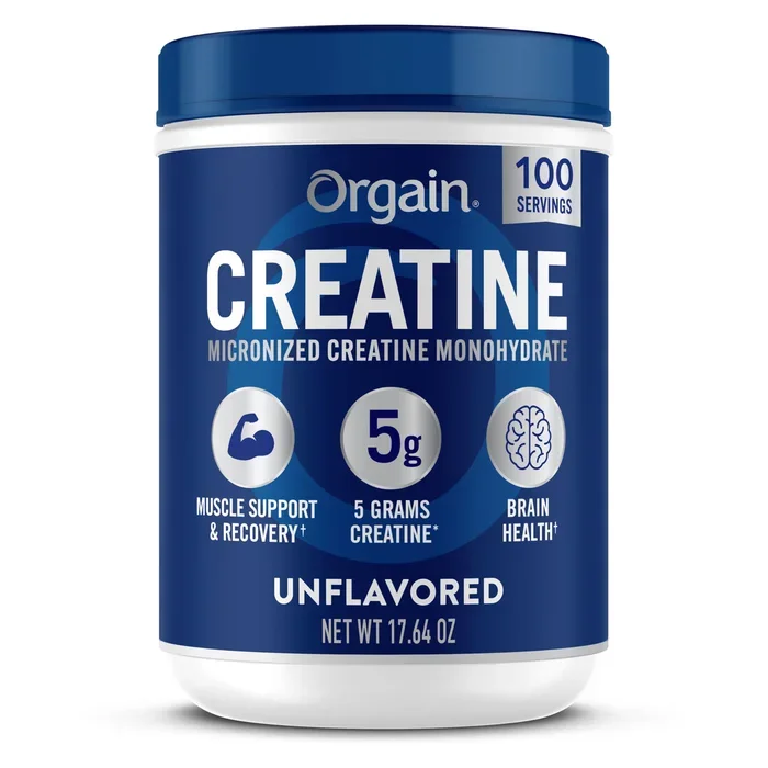Orgain Creatine Monohydrate Micronized Powder, Unflavored, Supports Muscle Growth, Post Workout Recovery and Brain Health, No Artificial Additives, for Men & Women, 100 Servings