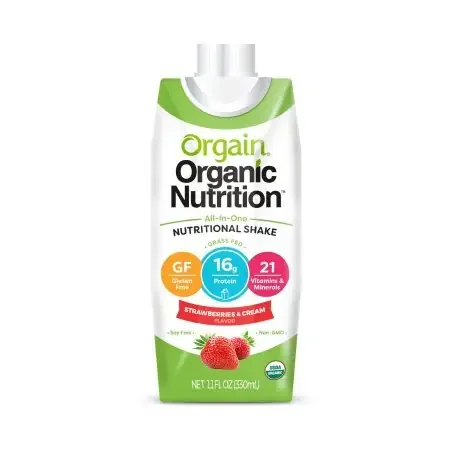 Orgain Organic Nutritional Shake – Oral Supplement Strawberries and Cream Flavor Ready to Use 11 oz. Carton – 851770003087