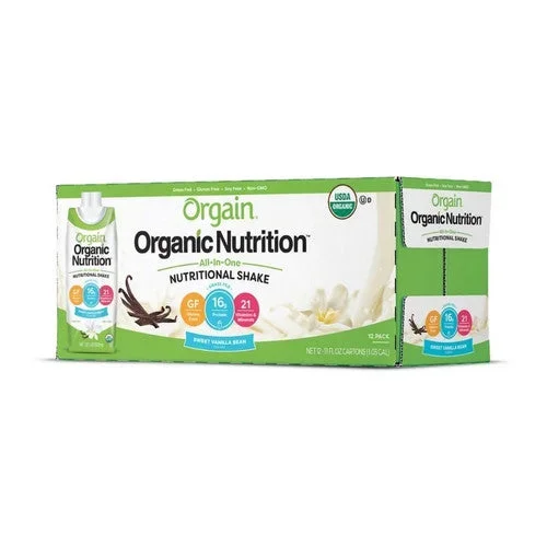 Orgain, Organic Nutritional Shake Sweet Vanilla Bean Flavor, 11 Oz (Case Of 12)