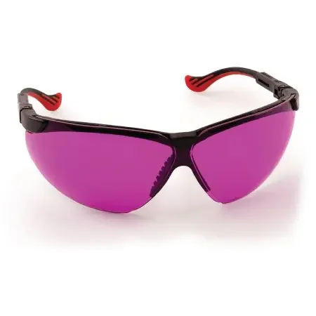 Oxy-Iso – Blood Draw Glasses Adjustable Temple Anti-fog / Anti-scratch Coating Pink Tint Black Frame Over Ear One Size Fits Most – 58277