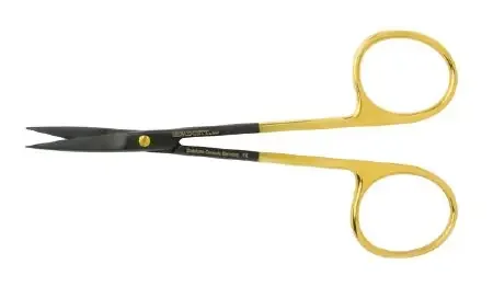 Padgett SuperCut – Iris Scissors 4-1/2 Inch Length Surgical Grade Ceramic Coated Stainless Steel / Tungsten Carbide NonSterile Finger Ring Handle Curved Blade Sharp Tip / Sharp Tip – PM-5SC306CTC