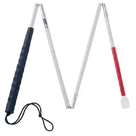 Patterson Medical Supply – Folding Cane Aluminum 52 Inch Height White / Red – 427552