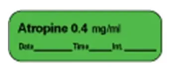 PDC – Drug Label Anesthesia Label Atropine0.4 mg/mL Date_Time_Int Green 1/2 X 1-1/2 Inch – LAN-1D04