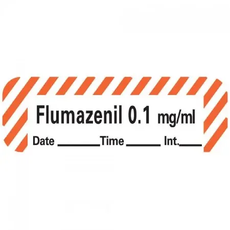 PDC – Drug Label Anesthesia Label Flumazenil 0.1 mg/mL Date_Time_Int Red / White 1/2 X 1-1/2 Inch – LANS-18D01