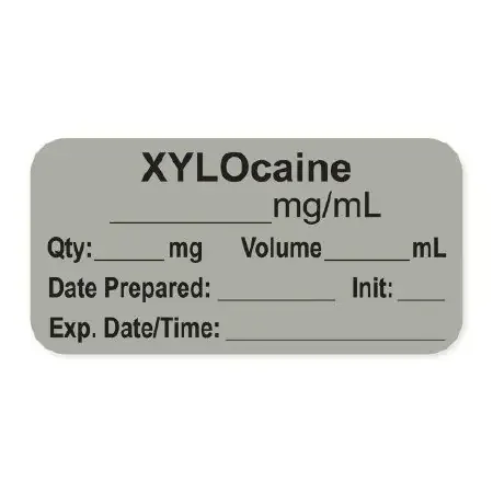 PDC – Drug Label Anesthesia Label Xylocaine _mg/mL Qty _mg Volume_mL Gray 3/4 X 1-1/2 Inch – LAN-2-105