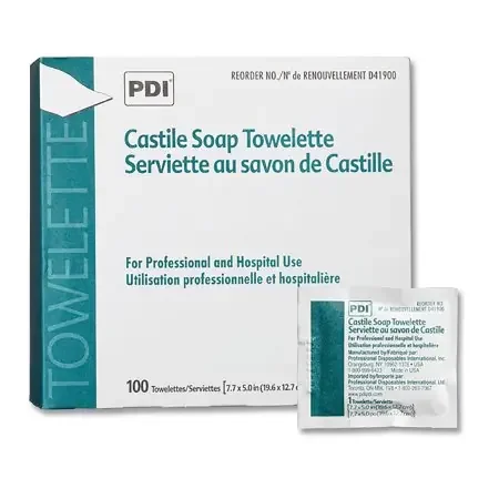 PDI Castile Soap – Personal Wipe Individual Packet Water / Coconut Acid / Potassium Hydroxide Scented 100 Count – D41900