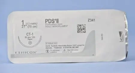 PDS II – Suture with Needle Absorbable Uncoated Violet Suture Monofilament Polydioxanone Size 1 27 Inch Suture 1-Needle 36 mm Length 1/2 Circle Taper Point Needle – Z341H