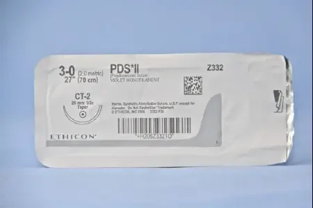PDS II – Suture with Needle Absorbable Uncoated Violet Suture Monofilament Polydioxanone Size 3 – 0 27 Inch Suture 1-Needle 26 mm Length 1/2 Circle Taper Point Needle – Z332H