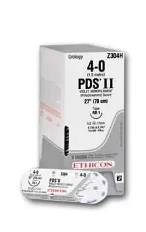 PDS Plus – Antibacterial Suture with Needle Absorbable Uncoated Violet Suture Monofilament Polydioxanone with Irgacare MP Antibacterial Suture Size 1 96 Inch Suture 1-Needle 65 mm Length 1/2 Circle Taper Point Needle – PDP880G