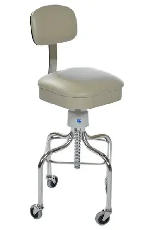 Pedigo Products – Anesthetist Stool Upholstered Spring Back Screw Shaft 3 Inch Double Ball Bearing Casters Black – P-1040-SS-LAK