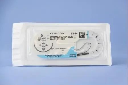 Perma-Hand – Suture with Needle Nonabsorbable Coated Black Suture Braided Silk Size 0 30 Inch Suture 1-Needle 36.4 mm Length 1/2 Circle Taper Point Needle – K844H