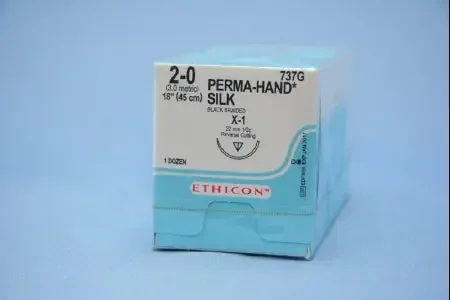 Perma-Hand – Suture with Needle Nonabsorbable Coated Black Suture Braided Silk Size 2 – 0 18 Inch Suture 1-Needle 22 mm Length 1/2 Circle Reverse Cutting Needle – 737G