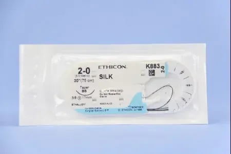 Perma-Hand – Suture with Needle Nonabsorbable Coated Black Suture Braided Silk Size 2 – 0 30 Inch Suture 1-Needle 17 mm Length 3/8 Circle Taper Point Needle – K883H