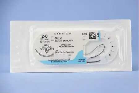 Perma-Hand – Suture with Needle Nonabsorbable Coated Black Suture Braided Silk Size 2 – 0 30 Inch Suture 1-Needle 30 mm Length 3/8 Circle Precision Point – Reverse Cutting Needle – 486H