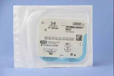 Perma-Hand – Suture with Needle Nonabsorbable Coated Black Suture Braided Silk Size 3 – 0 18 Inch Suture 1-Needle 17 mm Length 1/2 Circle Taper Point Needle – C053D