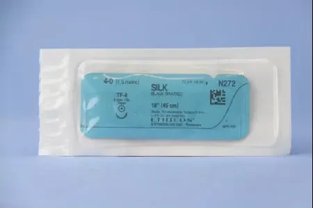 Perma-Hand – Suture with Needle Nonabsorbable Coated Black Suture Braided Silk Size 4 – 0 18 Inch Suture 1-Needle 8 mm Length 1/2 Circle Taper Point Needle – N272H