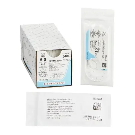 Perma-Hand – Suture with Needle Nonabsorbable Coated Black Suture Braided Silk Size 5 – 0 18 Inch Suture 1-Needle 13 mm Length 3/8 Circle Precision Point – Reverse Cutting Needle – 640G