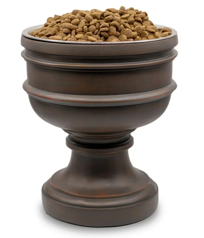 Pet Junkie Summit Single Elevated Dog Bowl Stand with Removable Stainless Steel 44oz Inner Bowl for Medium to Large Breed – Raised Dog Food or Water Station (Large, Brown)
