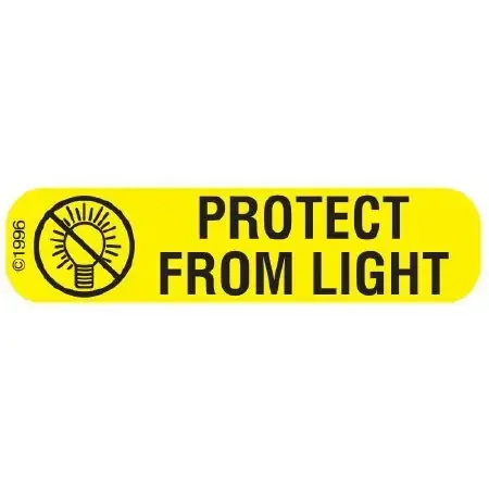 Pharmex – Pre-Printed Label Advisory Label Yellow Paper Protect From Light / Symbol Black Safety and Instructional 3/8 X 1-9/16 Inch – 1-684