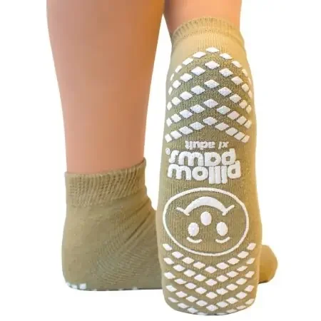Pillow Paws – Slipper Socks X-Large Tan Ankle High – 1097