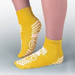 Pillow Paws Risk Alert Terries – Slipper Socks 2X-Large Yellow Ankle High – 3902-001