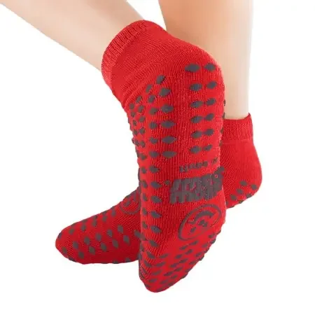 Pillow Paws Risk Alert Terries – Slipper Socks Large Red Ankle High – 3923-001