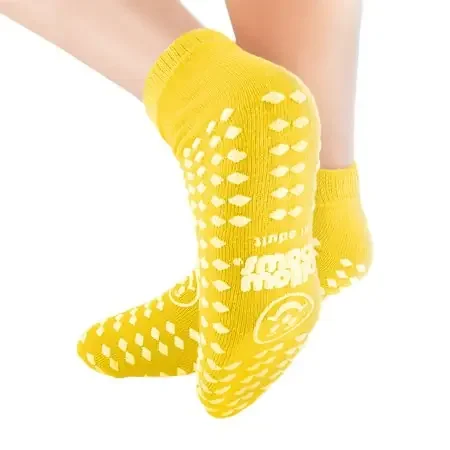 Pillow Paws Risk Alert Terries – Slipper Socks One Size Fits Most Yellow Ankle High – 3922-001