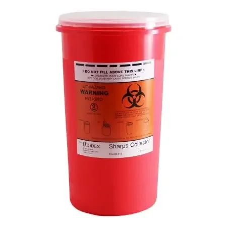 PineStar – Replacement Radioactive Sharps Container 3.2 Quart Red Base / Translucent Lid Vertical Entry – 039413