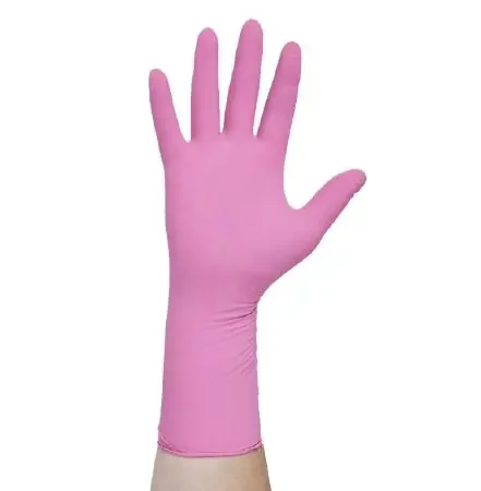 PINK UNDERGUARD – Exam Glove Medium NonSterile Nitrile Extended Cuff Length Textured Fingertips Pink Chemo Tested – 47454