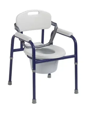 Pinniped – Commode Chair Padded Fixed Arm Steel Frame Curved Back – PC 1000 BL