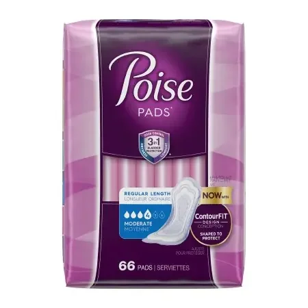 Poise – Bladder Control Pad 10.47 Inch Length Moderate Absorbency Absorb-Loc Core One Size Fits Most Adult Female Disposable – 47357