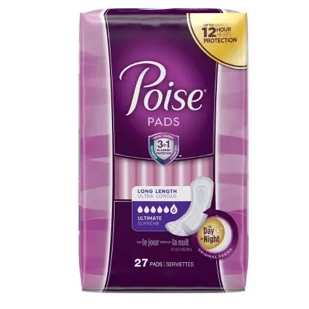 Poise – Bladder Control Pad 15.9 Inch Length Heavy Absorbency Absorb-Loc Core One Size Fits Most Adult Female Disposable – 33593