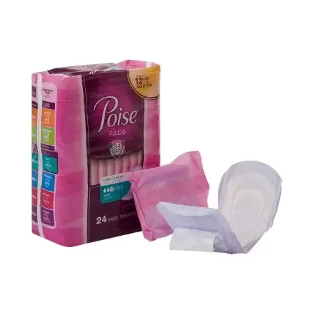 Poise Long Length – Bladder Control Pad Light Absorbency Absorb-Loc Core One Size Fits Most Adult Female Disposable – 48536
