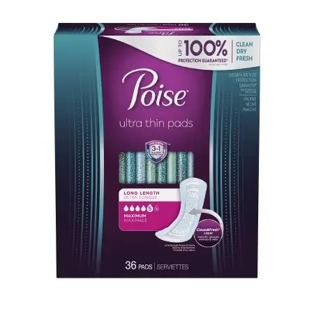Poise Ultra Thin Maximum – Bladder Control Pad 14.1 Inch Length Heavy Absorbency Sodium Polyacrylate One Size Fits Most Adult Female Disposable – 54352