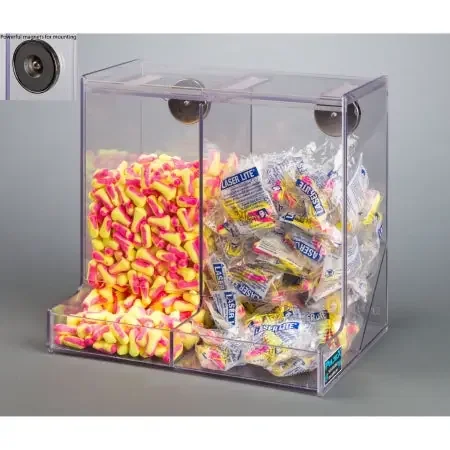 Poltex – Double Earplug Dispenser Magnetic Mount 2-Compartment Clear 5.6 X 11.2 X 12-1/2 Inch PETG Plastic – EARDOUB-M