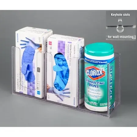 Poltex – Glove Box Holder Wall Mounted 2-Box Capacity Clear 7-1/2 X 16-1/2 Inch PETG Plastic – GB2WIPE-W