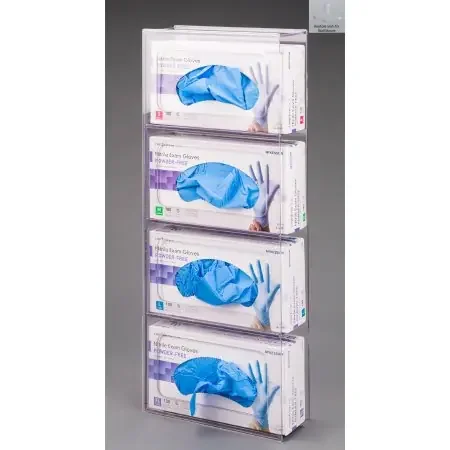 Poltex – Glove Box Holder Wall Mounted 4-Box Capacity Clear 10-1/4 W X 3-3/4 D X 20 H Inch PETG Plastic – 4GBST-W