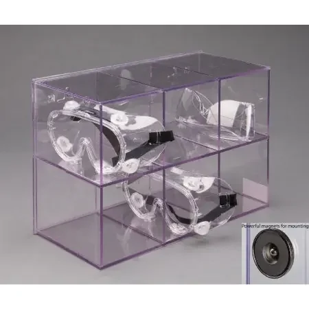 Poltex – Goggle Dispenser Magnetic Mount 6 Goggle Capacity Clear 4 X 4 X 6 Inch PETG Plastic – GOGGLE6-M