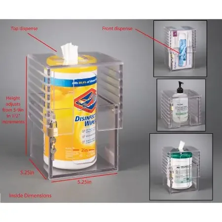 Poltex – Lockable Wipe Tub Holder Clear Acrylic Manual Wipe Canister / Glove Box / Hand Sanitizer Bottle/Mask Box VHB Tape Mount – MINMAX59-T
