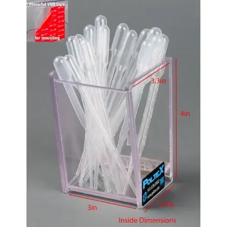 Poltex – Pipette Holder 2-1/2 X 3 X 4 Inch, Clear For Transfer Pipettes / Swabs – TXFRCUP-T