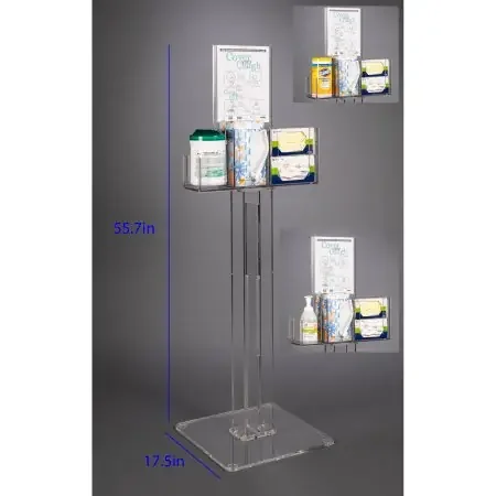 Poltex – Respiratory Hygiene Station Clear PETG / Acrylic Manual 3 Compartment Floor Stand – RESPU-S