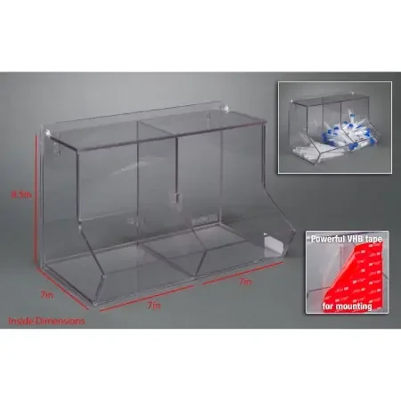 Poltex – Two Compartment Bulk Bin with Lid Clear PETG 7 X 7 X 7 X 8-1/2 Inch – BLKBNLIDL-T