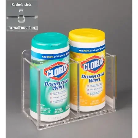 Poltex – Wipe Tub Holder Clear Acrylic Manual 2 Small Wipe Canisters Wall Mount – 2WIPTUB4.5-W