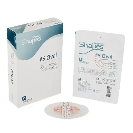 PolyMem Shapes – Foam Dressing 3-1/2 X 5 Inch Oval Adhesive with Border Sterile – 8053