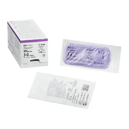 Polysorb – Suture with Needle Absorbable Coated Undyed Suture Braided Polyester Size 3 – 0 18 Inch Suture 1-Needle 19 mm Length 3/8 Circle Reverse Cutting Needle – SL-5628G