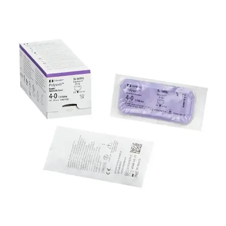 Polysorb – Suture with Needle Absorbable Coated Undyed Suture Braided Polyester Size 4 – 0 18 Inch Suture 1-Needle 13 mm Length 3/8 Circle Reverse Cutting Needle – SL-5691G